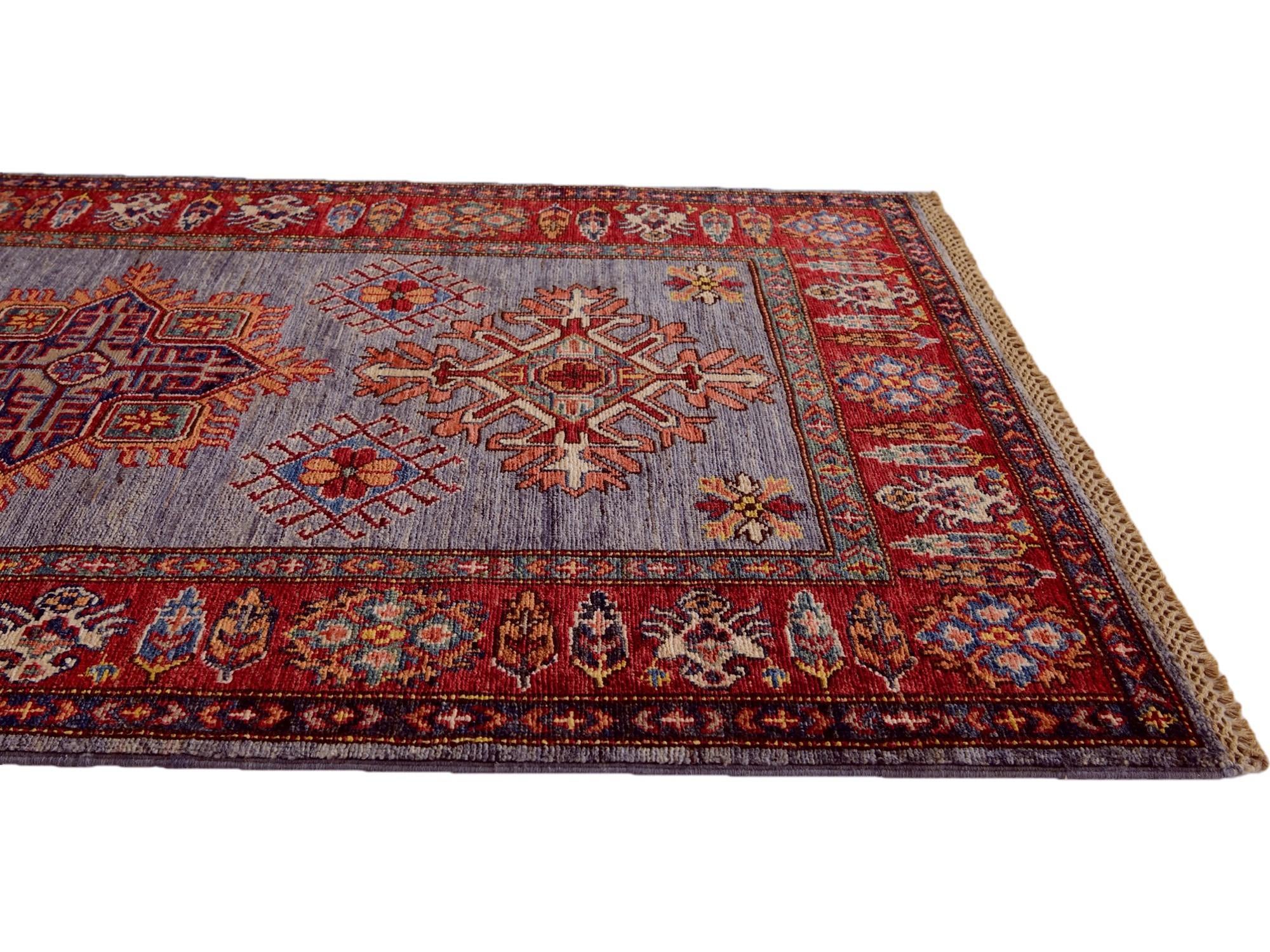 3' 4 x 4' 10 Hand Knotted Kazak Rug