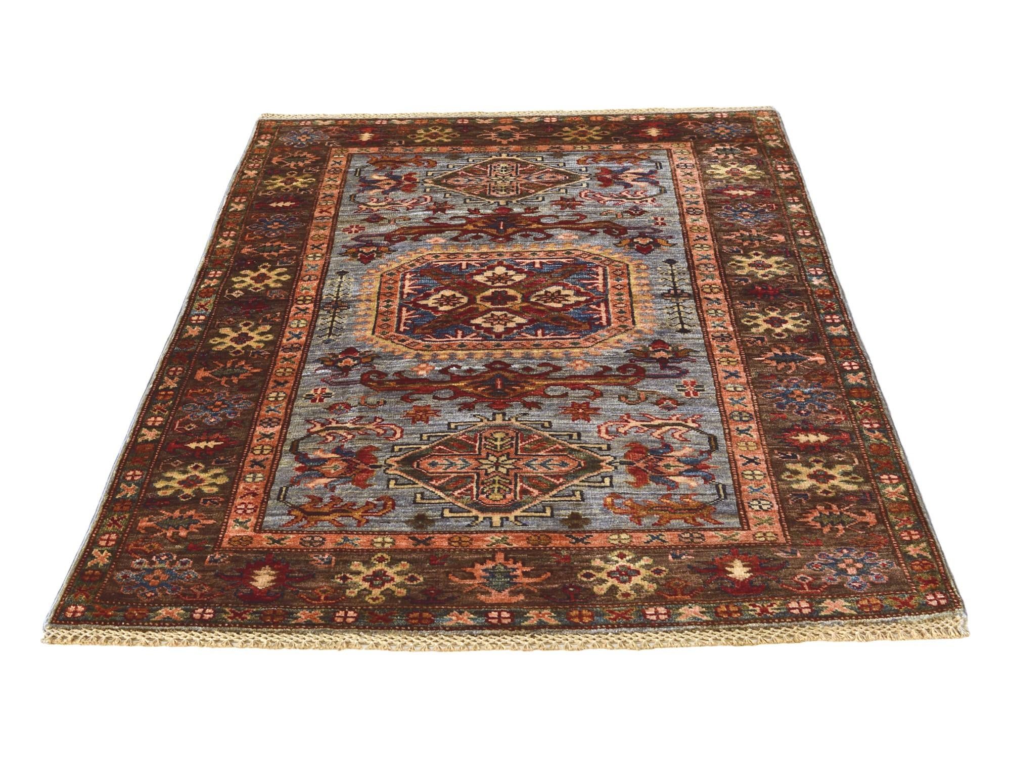 3' 5 x 4' 11 Hand Knotted Kazak Rug