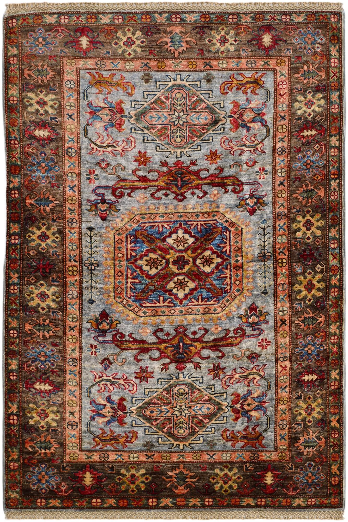 3' 5 x 4' 11 Hand Knotted Kazak Rug