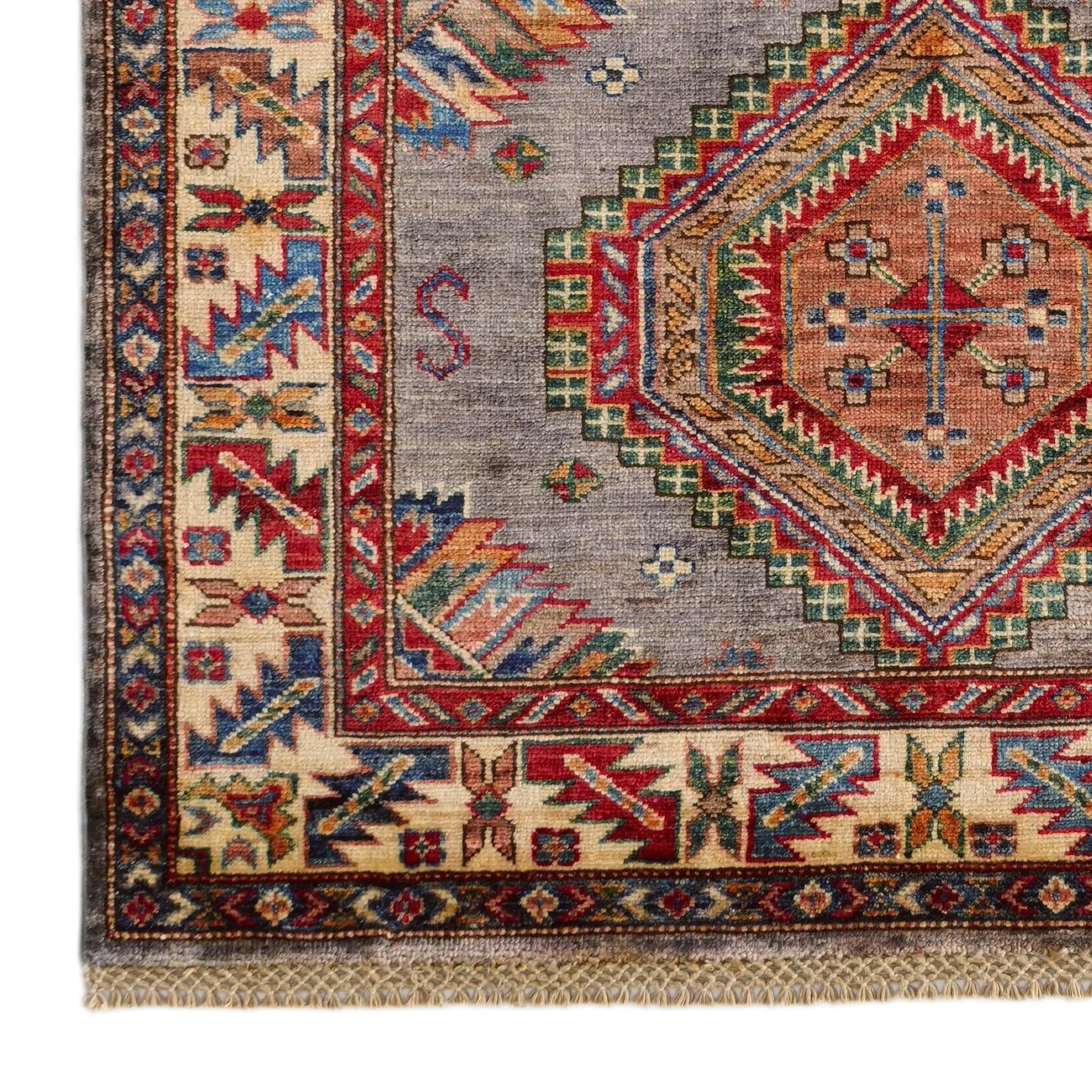 3' 5 x 5' 3 Hand Knotted Kazak Rug