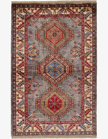 3' 5 x 5' 3 Hand Knotted Kazak Rug