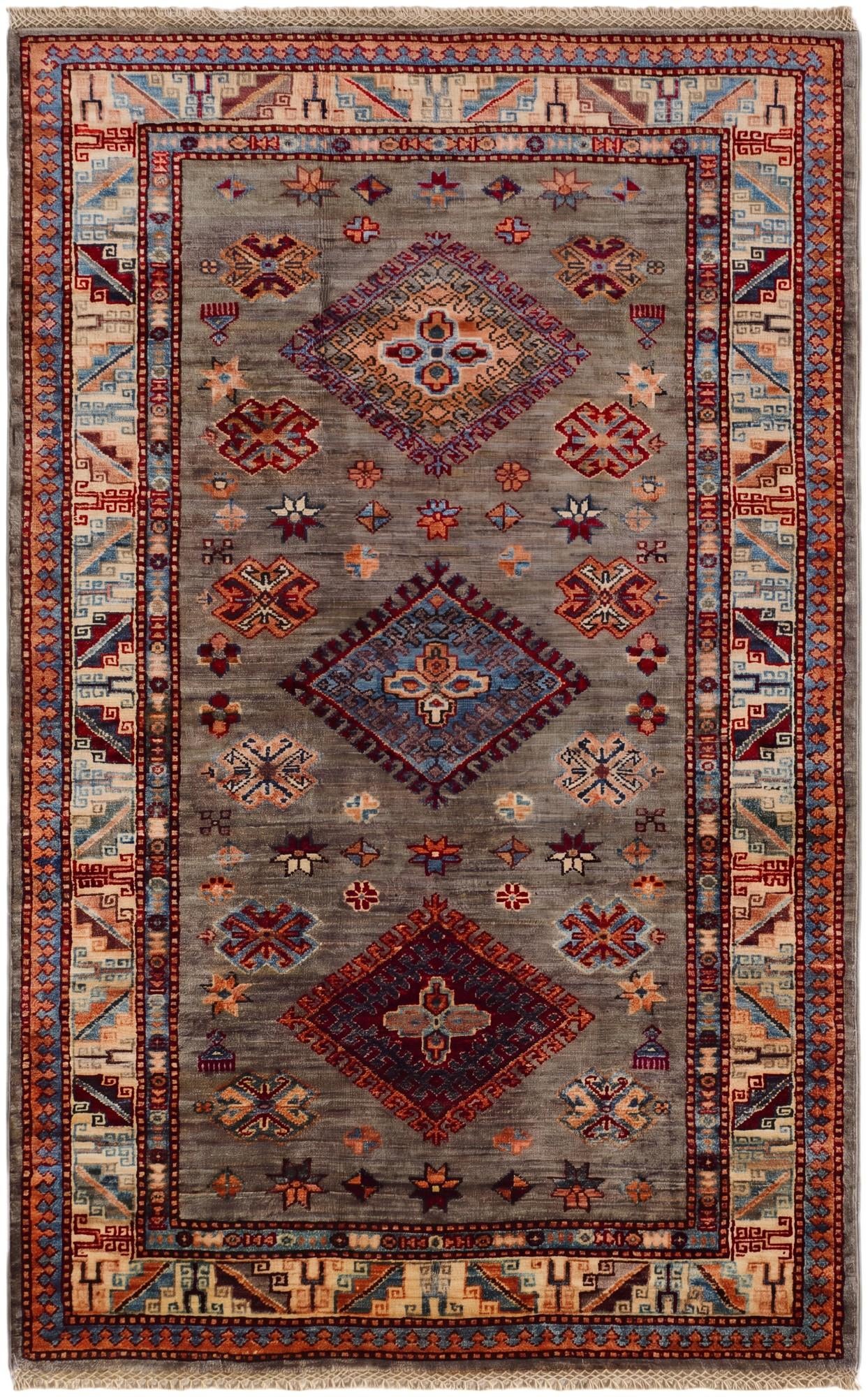 3' 4 x 5' 3 Hand Knotted Kazak Rug