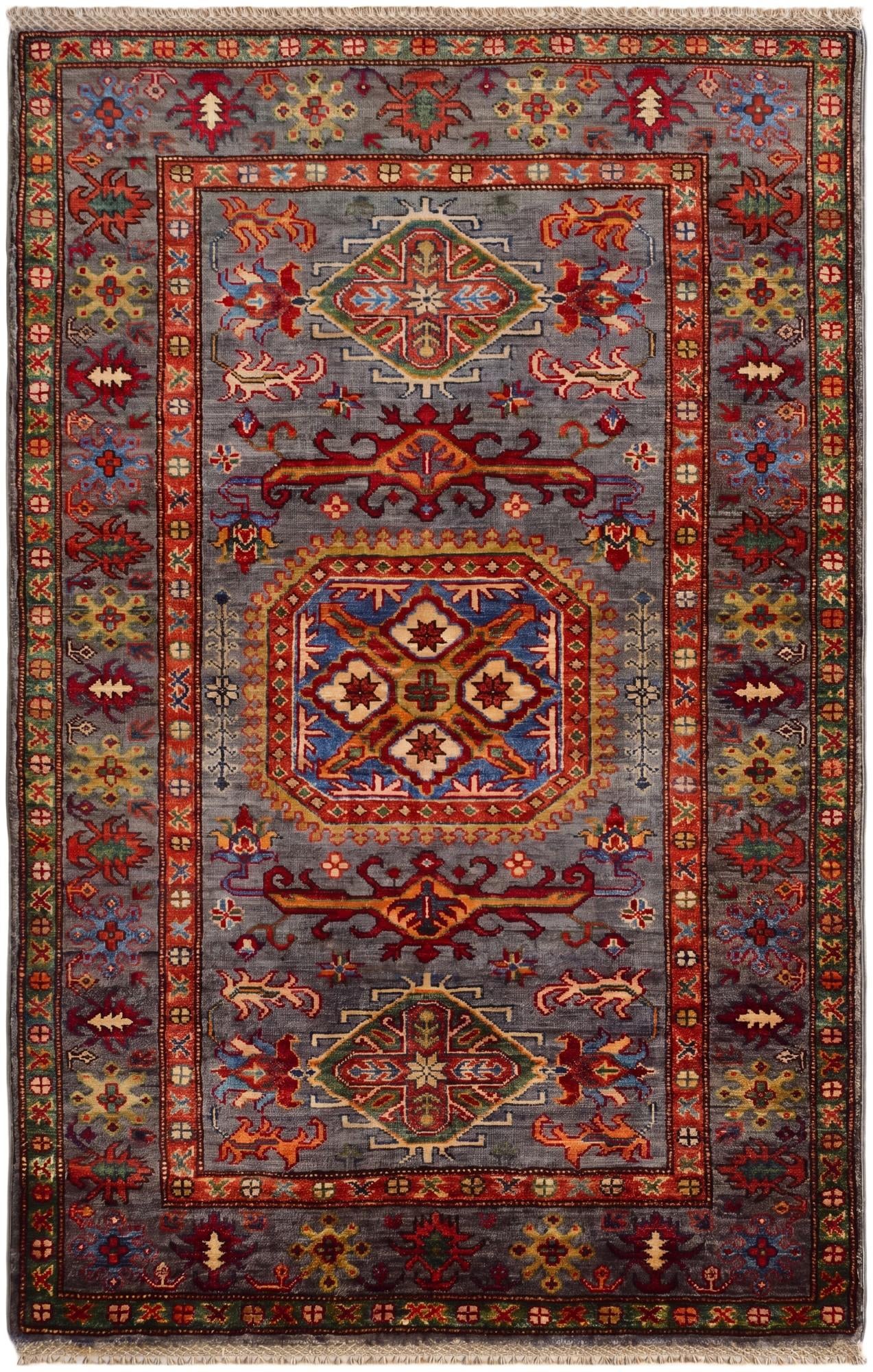 3' 5 x 5' 4 Hand Knotted Kazak Rug