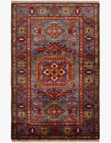 3' 5 x 5' 4 Hand Knotted Kazak Rug