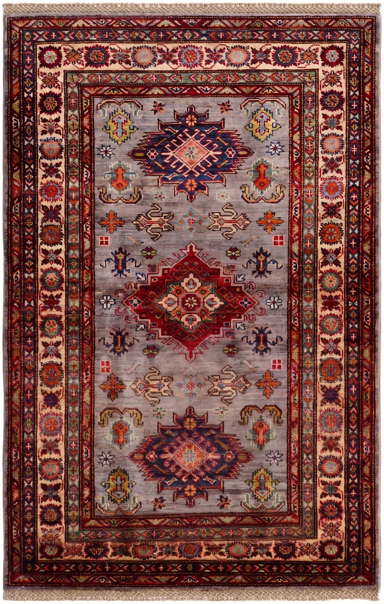 3' 4 x 5' 3 Hand Knotted Kazak Rug