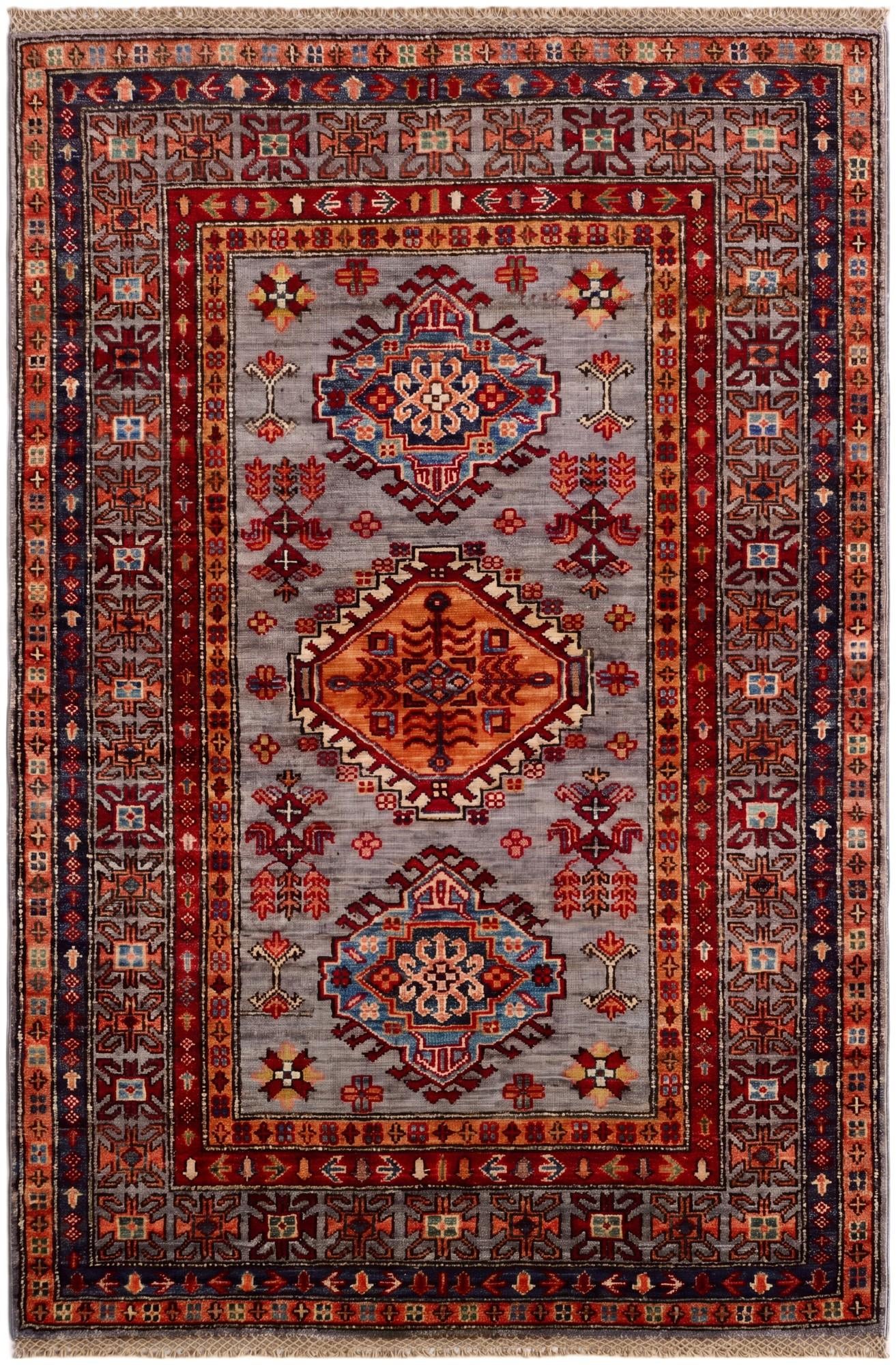 3' 5 x 5' Hand Knotted Kazak Rug