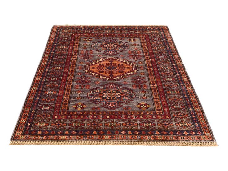 Detail image of 3' 5 x 5' Hand Knotted Kazak Rug
