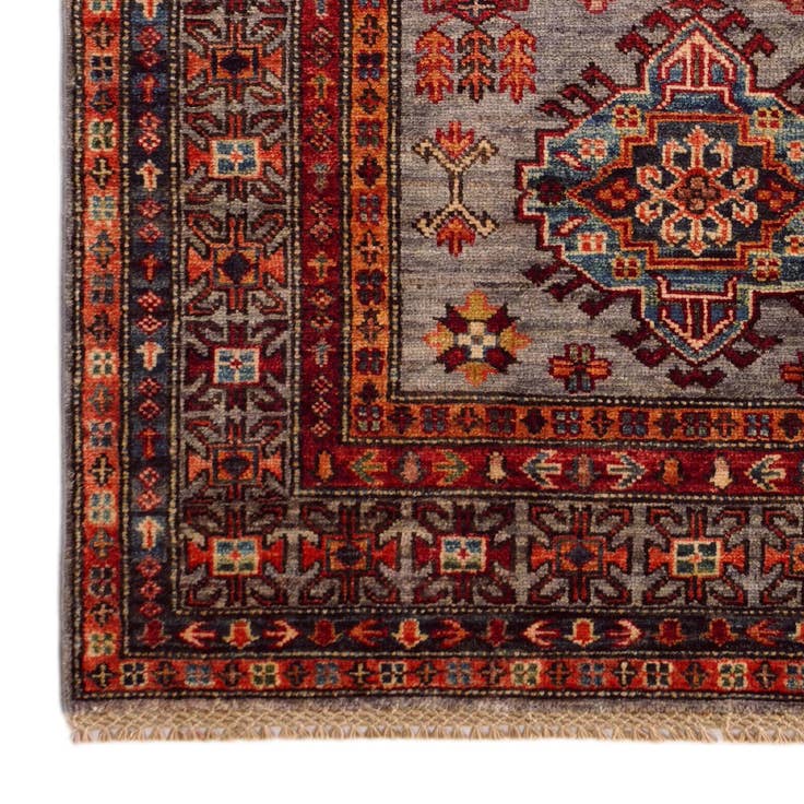 Detail image of 3' 5 x 5' Hand Knotted Kazak Rug