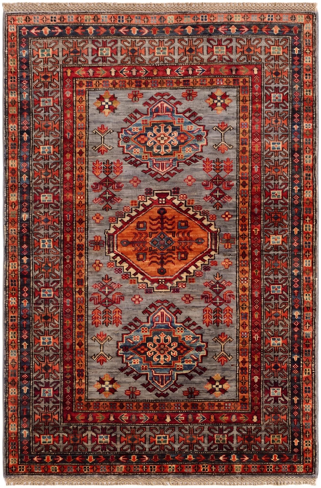 3' 5 x 5' Hand Knotted Kazak Rug