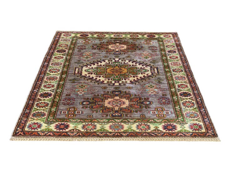 Detail image of 3' 8 x 4' 11 Hand Knotted Kazak Rug