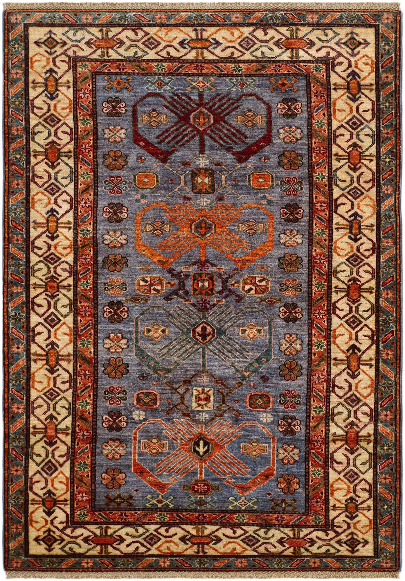 4' 2 x 5' 11 Hand Knotted Kazak Rug