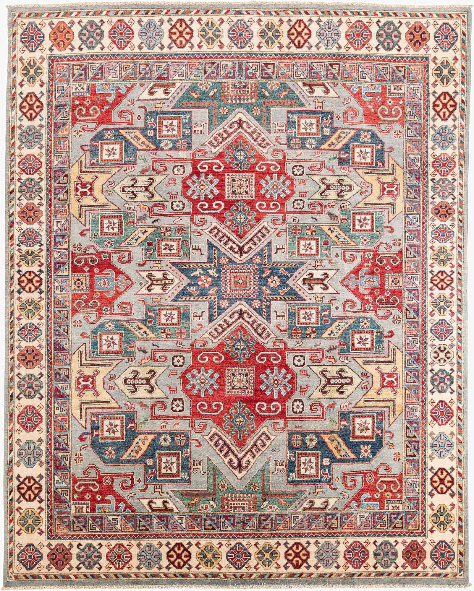 7' 10 x 9' 10  Hand Knotted Kazak Rug