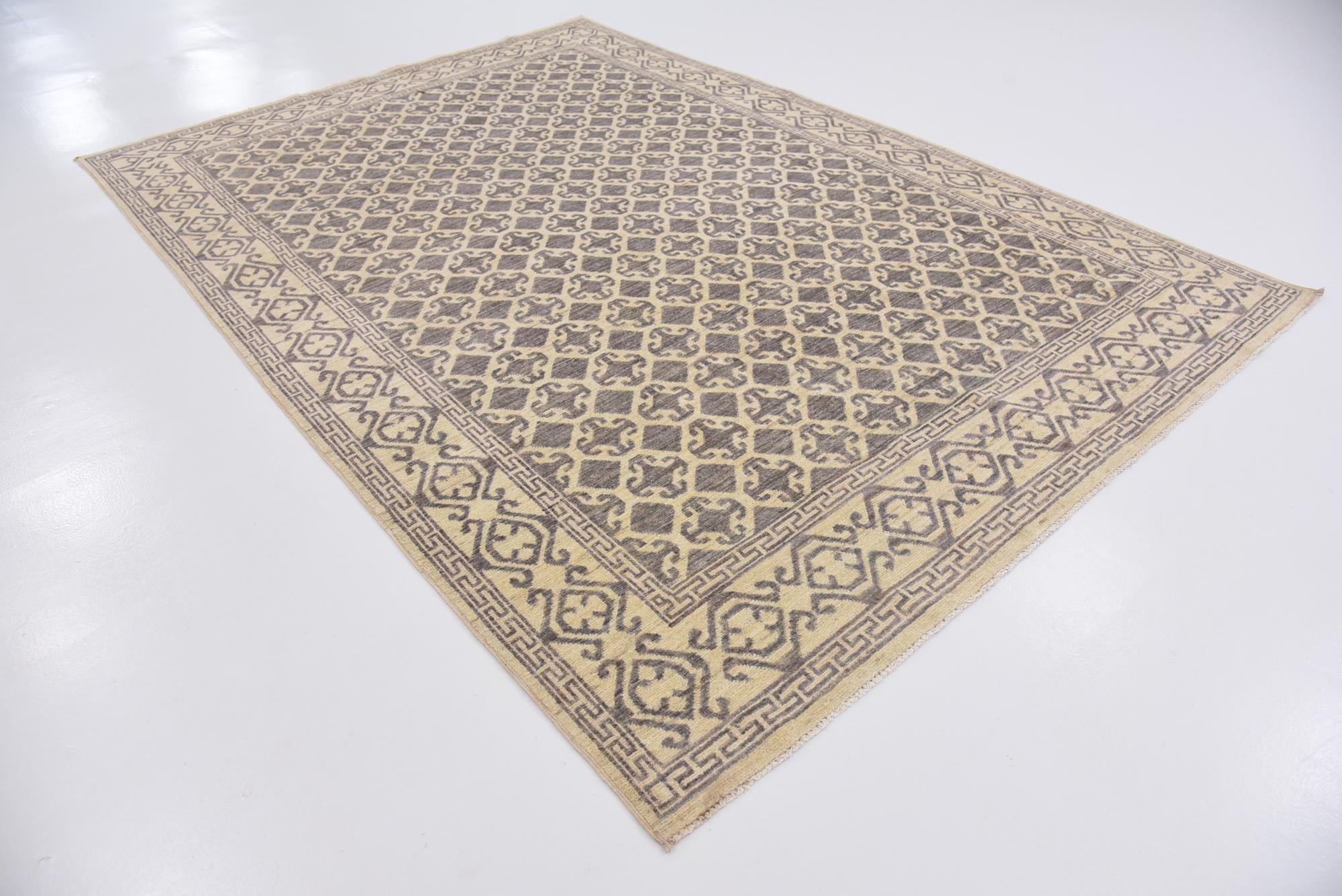 6' 7 x 9' 7 Hand Knotted Khotan Ziegler Rug