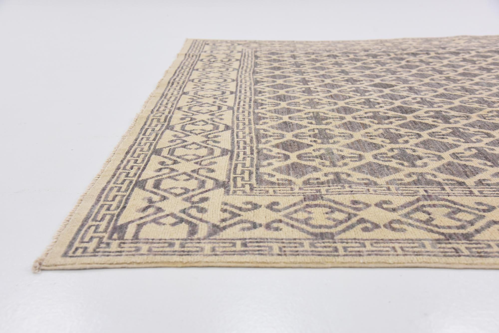 6' 7 x 9' 7 Hand Knotted Khotan Ziegler Rug