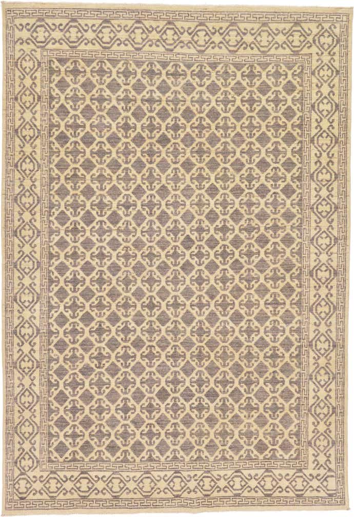 6' 7 x 9' 7 Hand Knotted Khotan Ziegler Rug