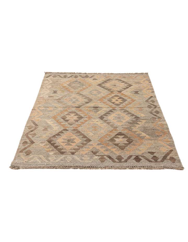 3' 5 x 4' 9 Hand Woven Kilim Maymana Wool Rug