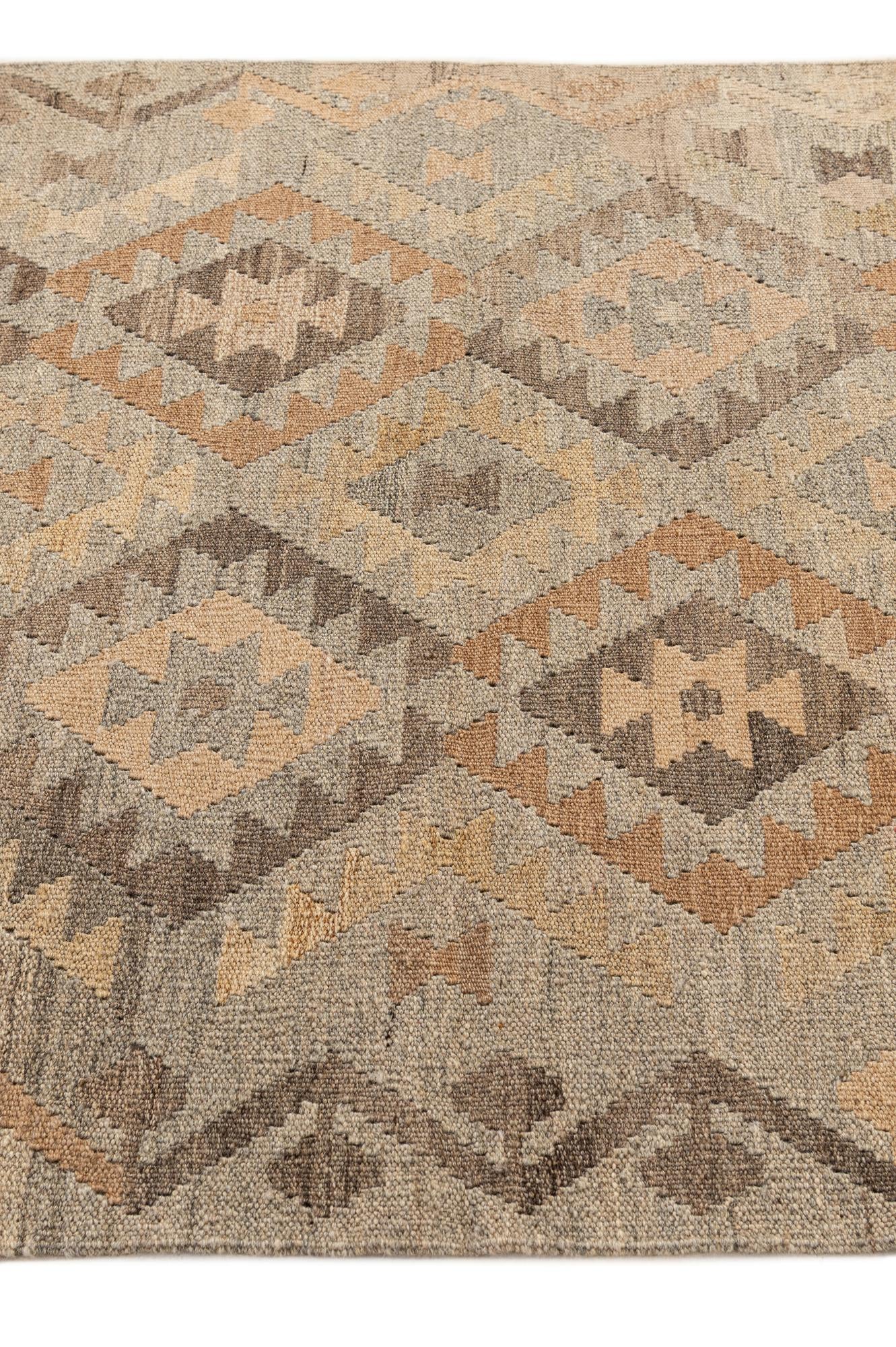3' 5 x 4' 9 Hand Woven Kilim Maymana Wool Rug