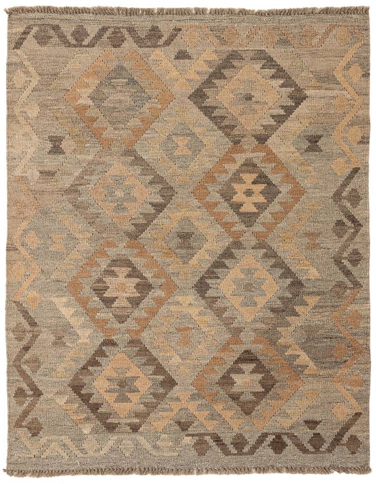 Detail image of 3' 5 x 4' 9  Hand Woven Kilim Maymana Wool Rug