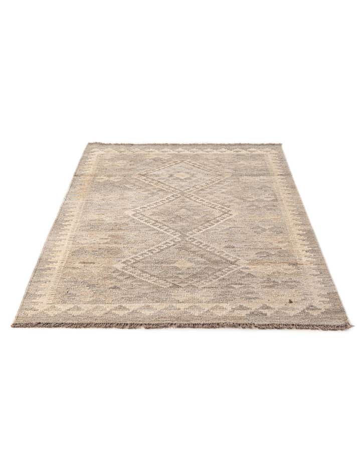 3' 4 x 4' 11 Hand Woven Kilim Maymana Wool Rug