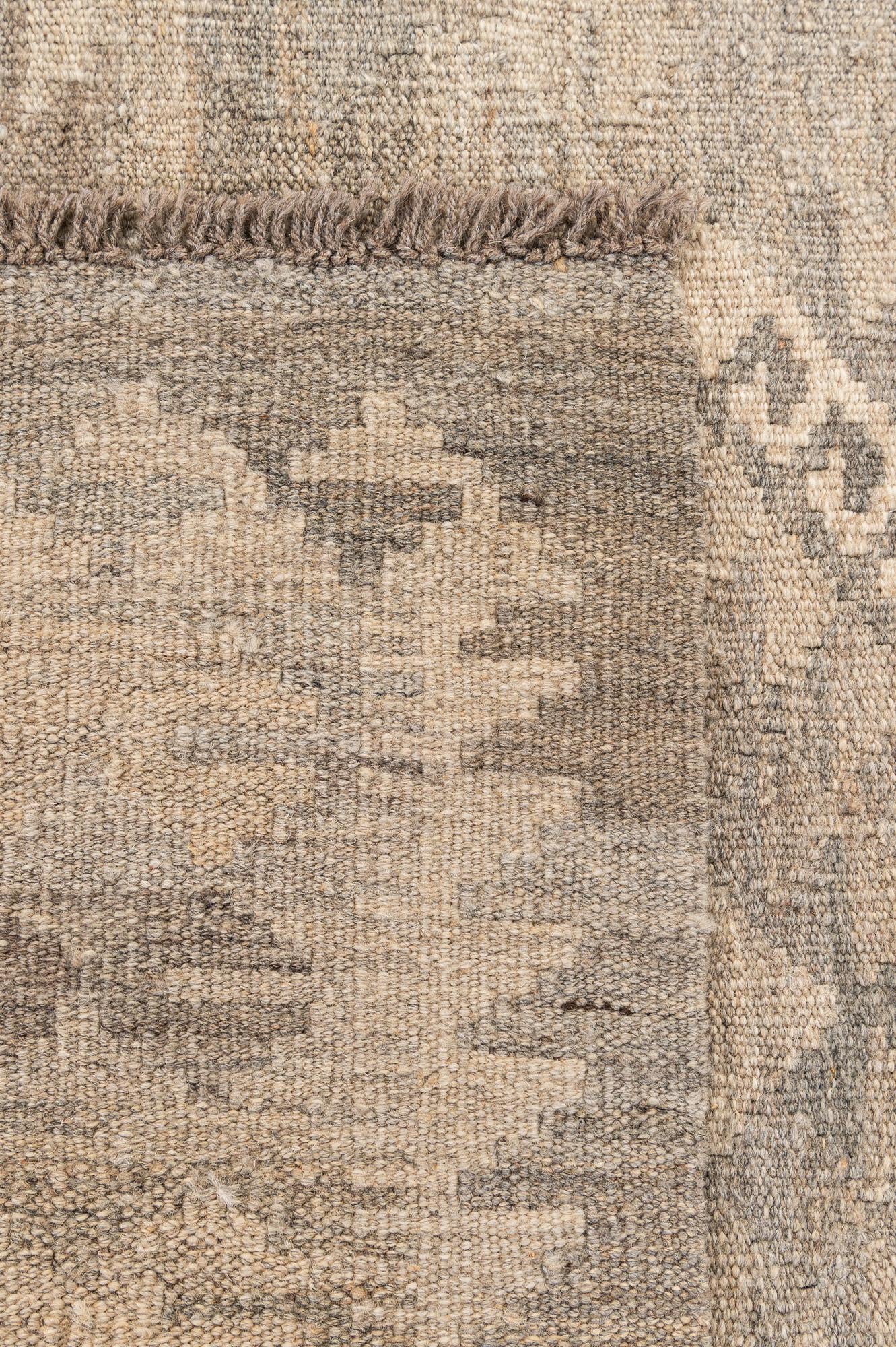 3' 4 x 4' 11 Hand Woven Kilim Maymana Wool Rug