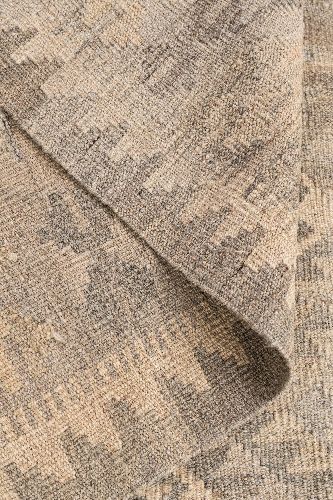 3' 4 x 4' 11 Hand Woven Kilim Maymana Wool Rug