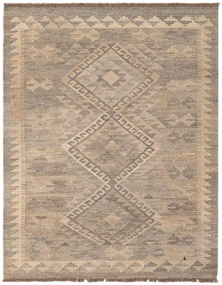Detail image of 3' 4 x 4' 11 Hand Woven Kilim Maymana Wool Rug