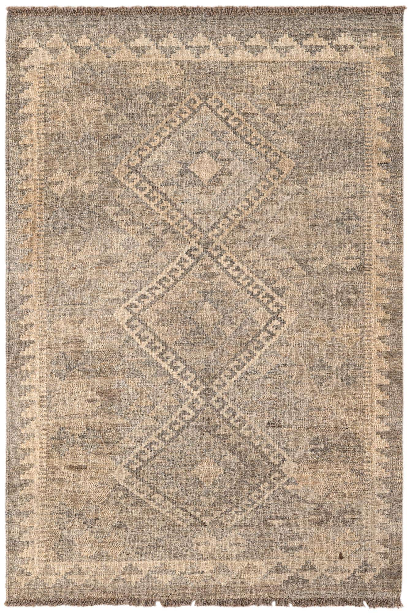 3' 4 x 4' 11 Hand Woven Kilim Maymana Wool Rug