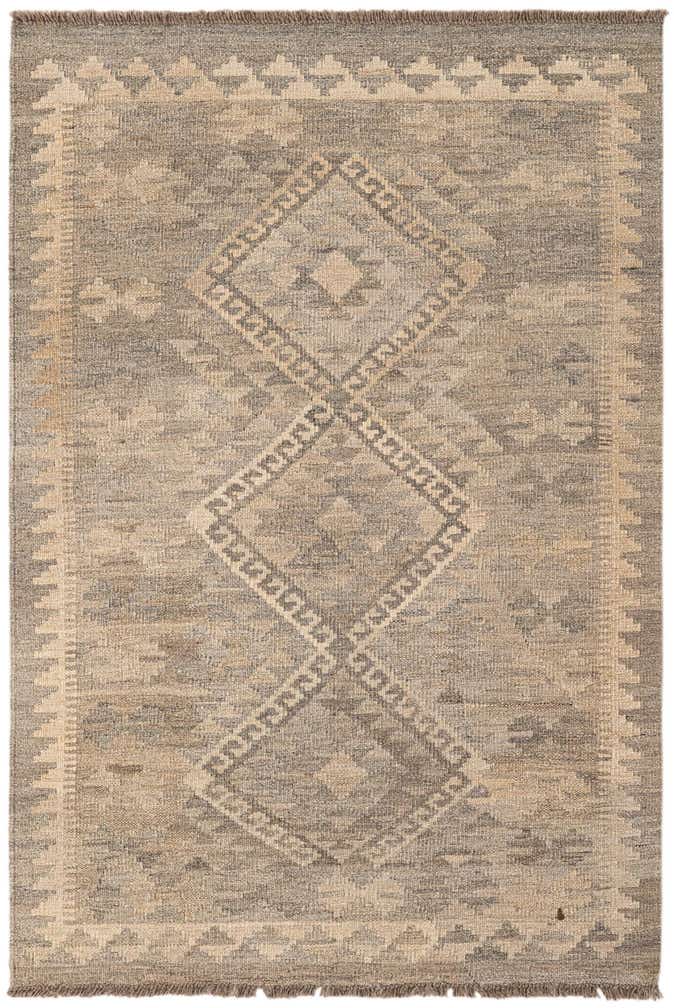 3' 4 x 4' 11 Hand Woven Kilim Maymana Wool Rug