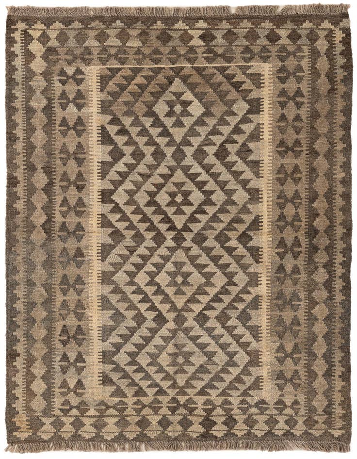 Detail image of 3' 5 x 4' 10 Hand Woven Kilim Maymana Wool Rug