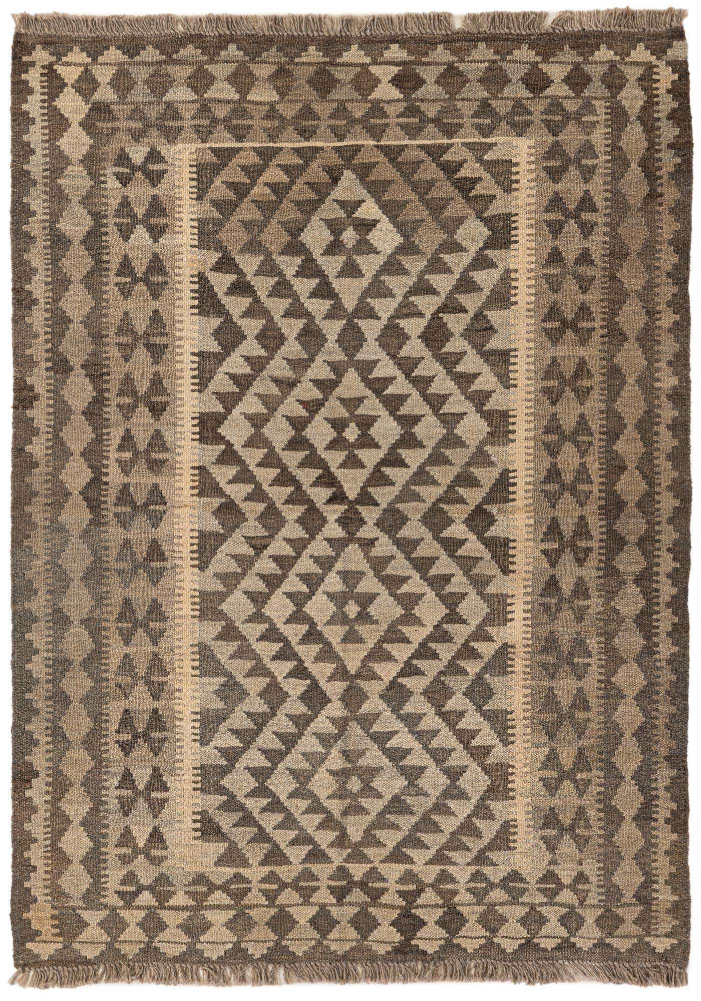 3' 5 x 4' 10 Hand Woven Kilim Maymana Wool Rug