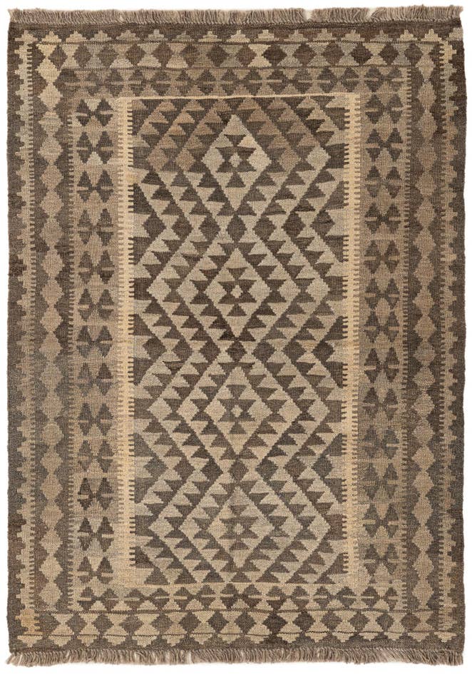 Detail image of 3' 5 x 4' 10 Hand Woven Kilim Maymana Wool Rug
