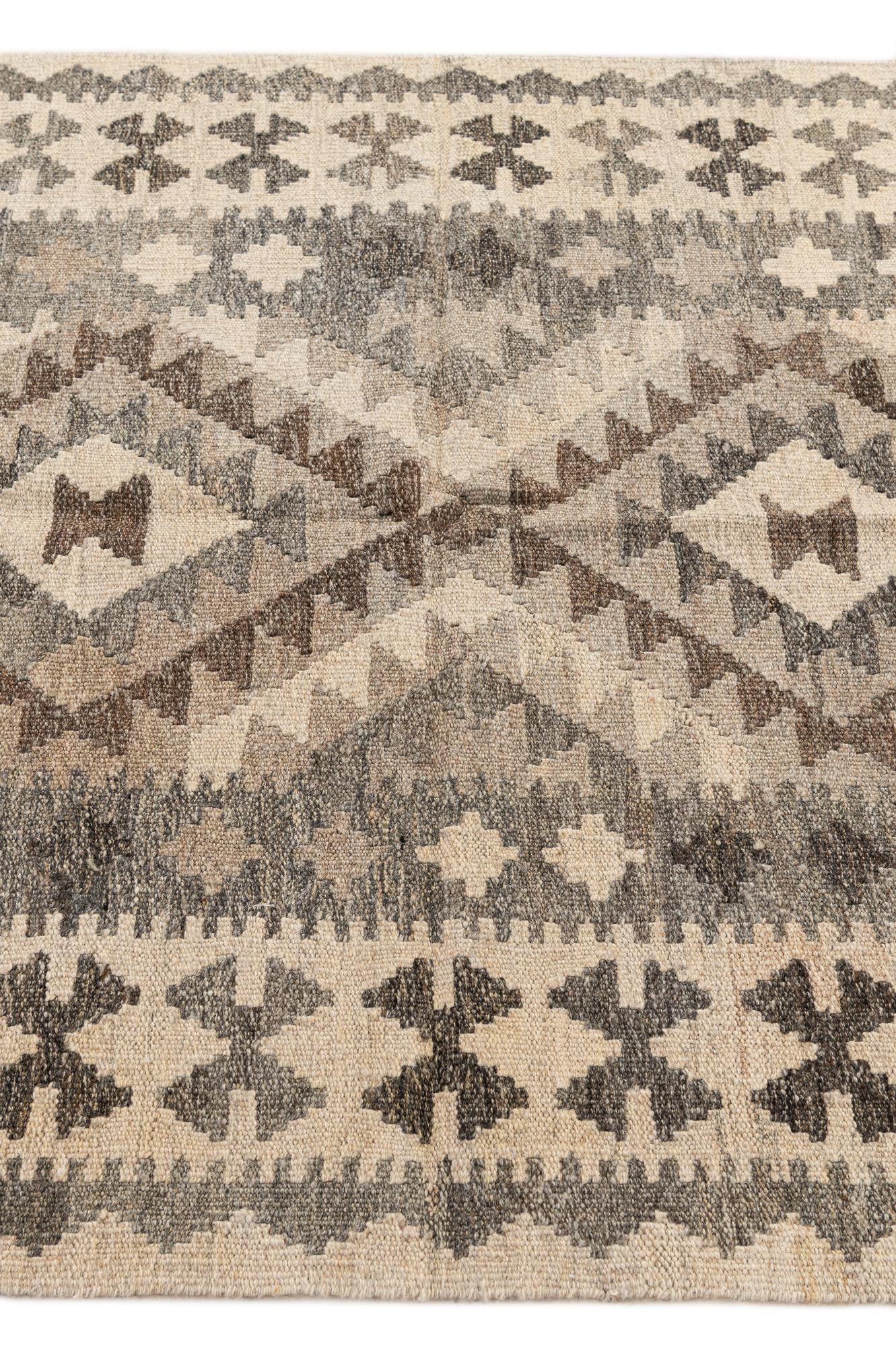 3' 4 x 5' Hand Woven Kilim Maymana Wool Rug