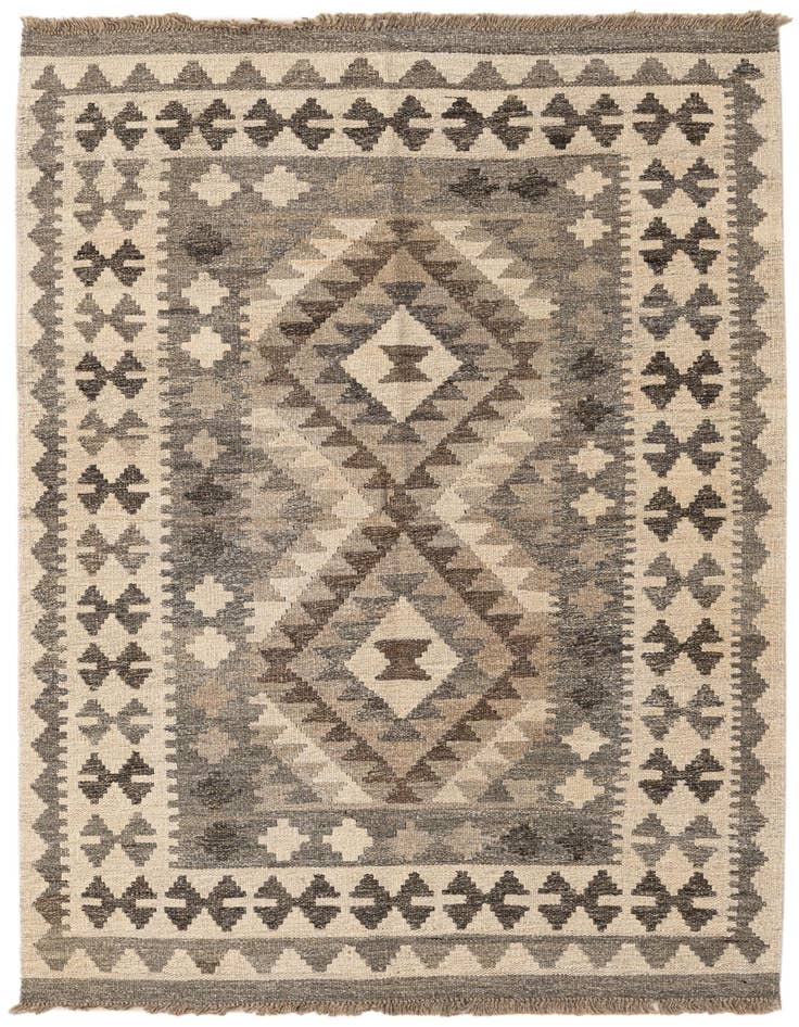 Detail image of 3' 4 x 5' Hand Woven Kilim Maymana Wool Rug