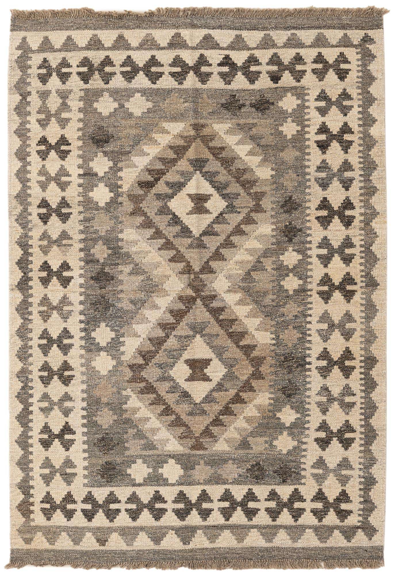 3' 4 x 5' Hand Woven Kilim Maymana Wool Rug