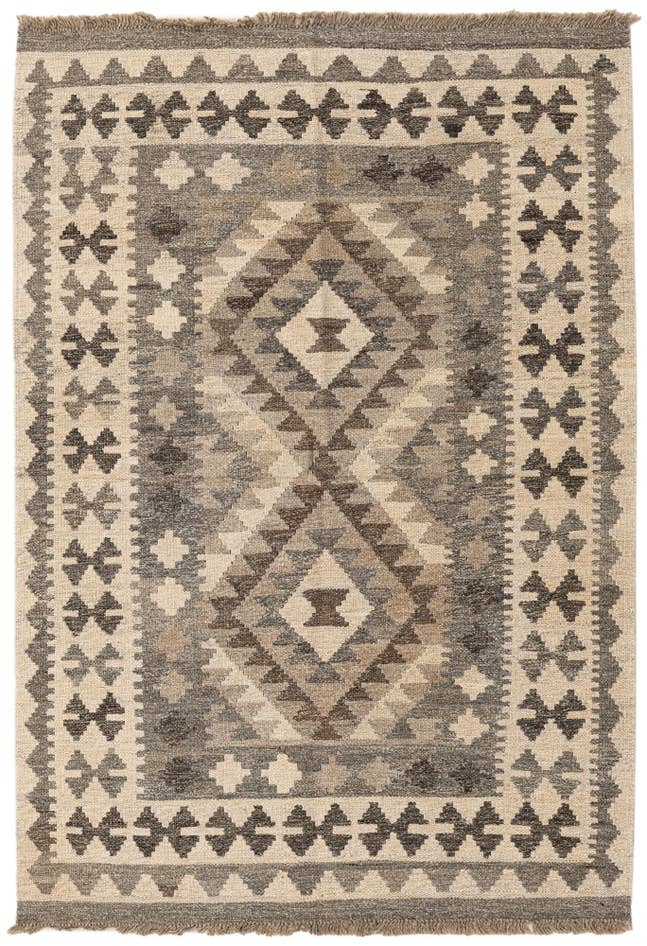 Detail image of 3' 4 x 5' Hand Woven Kilim Maymana Wool Rug