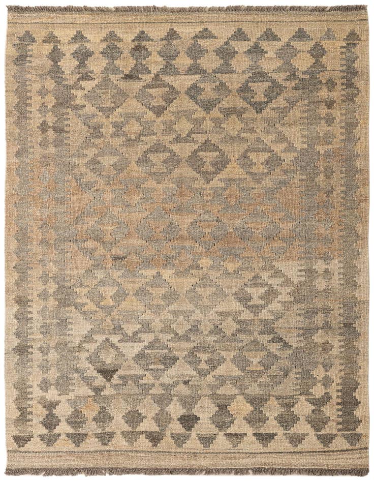 Detail image of 3' 3 x 4' 11 Hand Woven Kilim Maymana Wool Rug