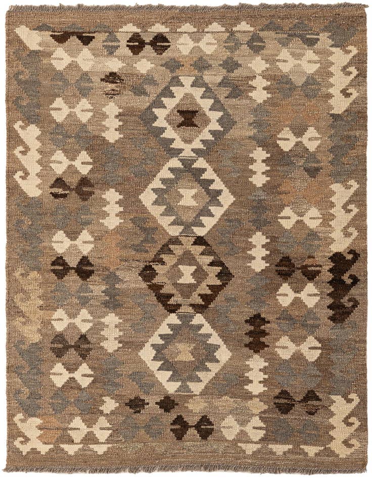 Detail image of 3' 5 x 5' Hand Woven Kilim Maymana Wool Rug