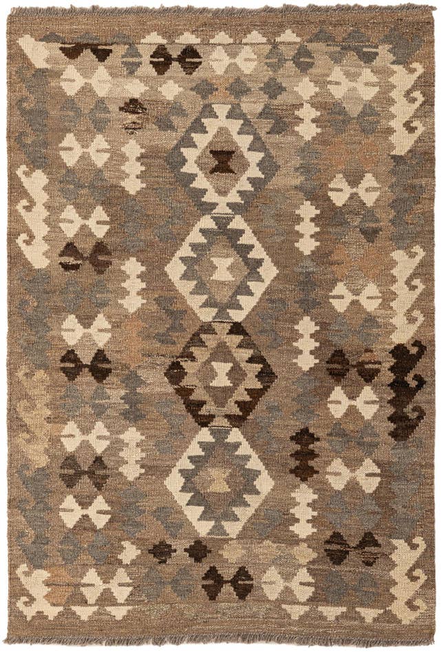 Detail image of 3' 5 x 5' Hand Woven Kilim Maymana Wool Rug
