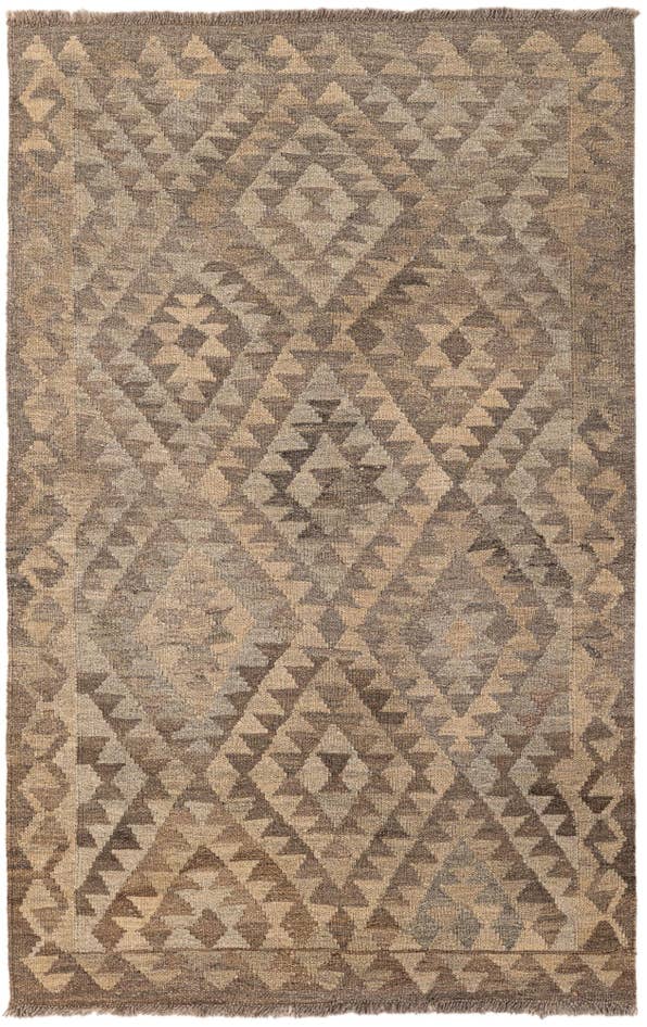 Detail image of 3' 4 x 5' 3 Hand Woven Kilim Maymana Wool Rug
