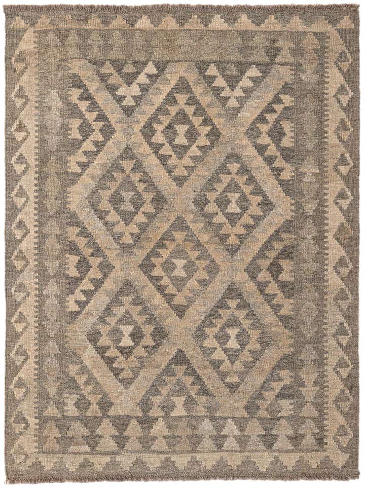 3' 6 x 4' 9 Hand Woven Kilim Maymana Wool Rug