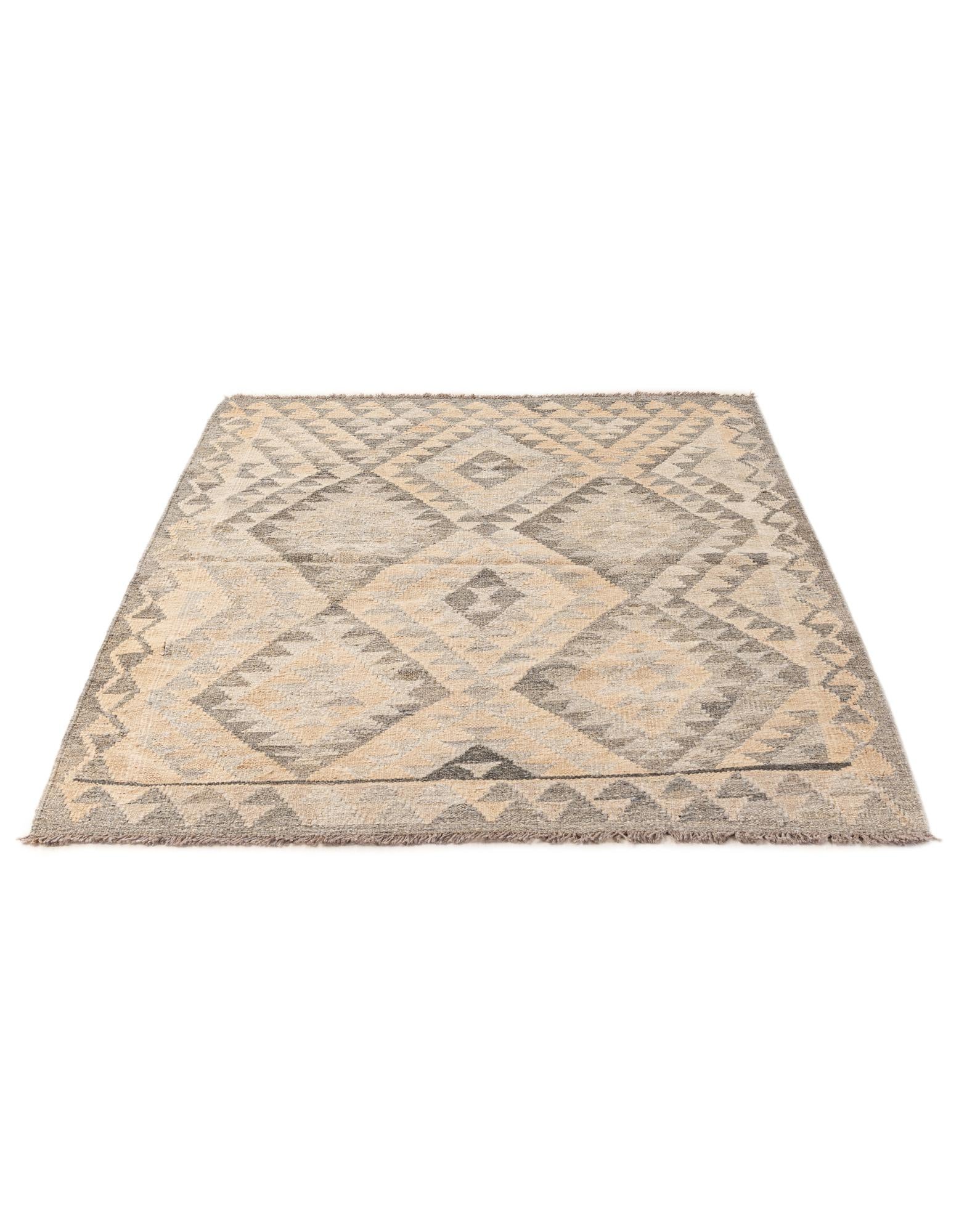 3' 8 x 4' 11 Hand Woven Kilim Maymana Wool Rug