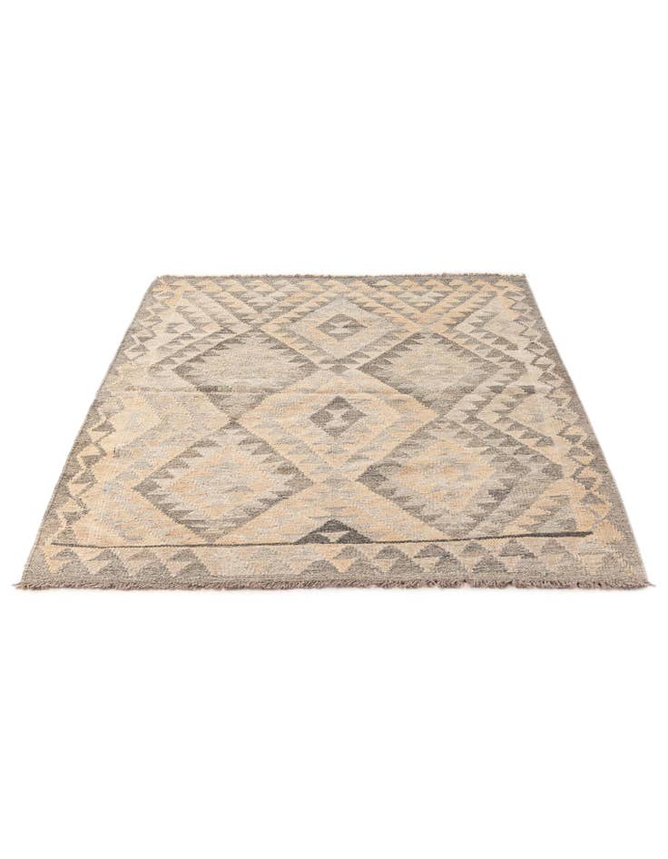 Detail image of 3' 8 x 4' 11 Hand Woven Kilim Maymana Wool Rug