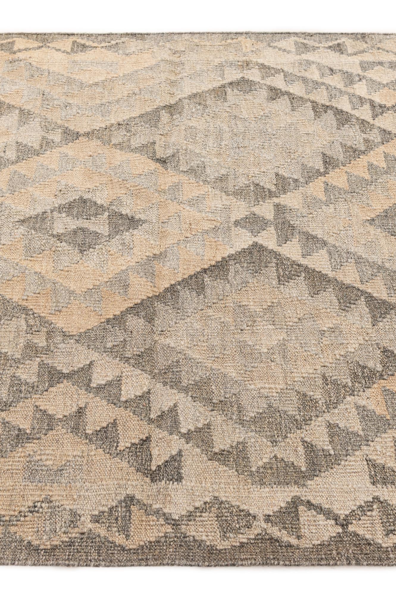 3' 8 x 4' 11 Hand Woven Kilim Maymana Wool Rug