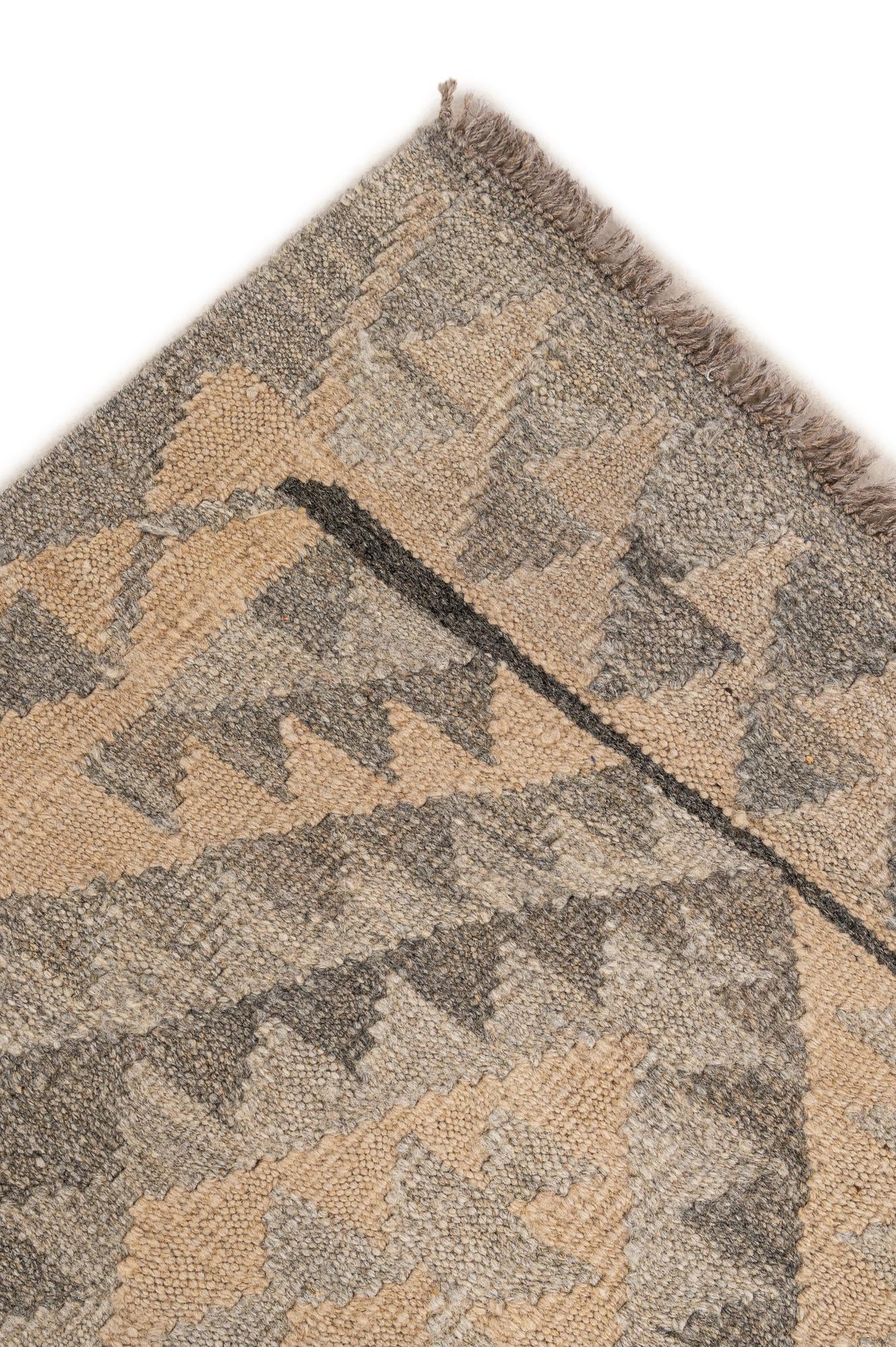 3' 8 x 4' 11 Hand Woven Kilim Maymana Wool Rug