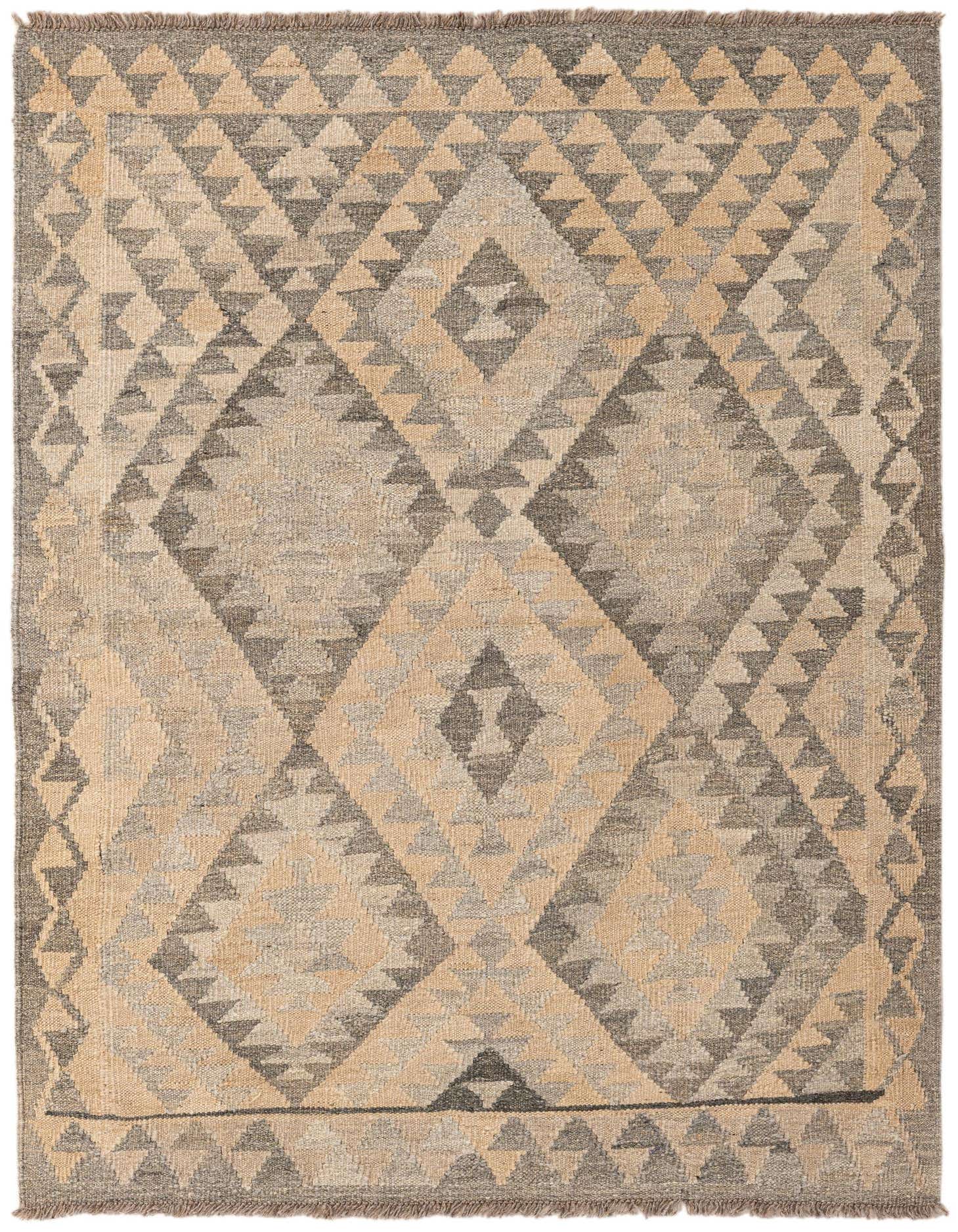 3' 8 x 4' 11 Hand Woven Kilim Maymana Wool Rug