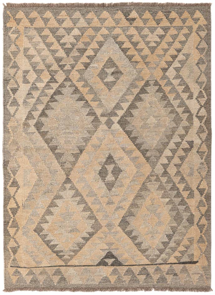Detail image of 3' 8 x 4' 11 Hand Woven Kilim Maymana Wool Rug