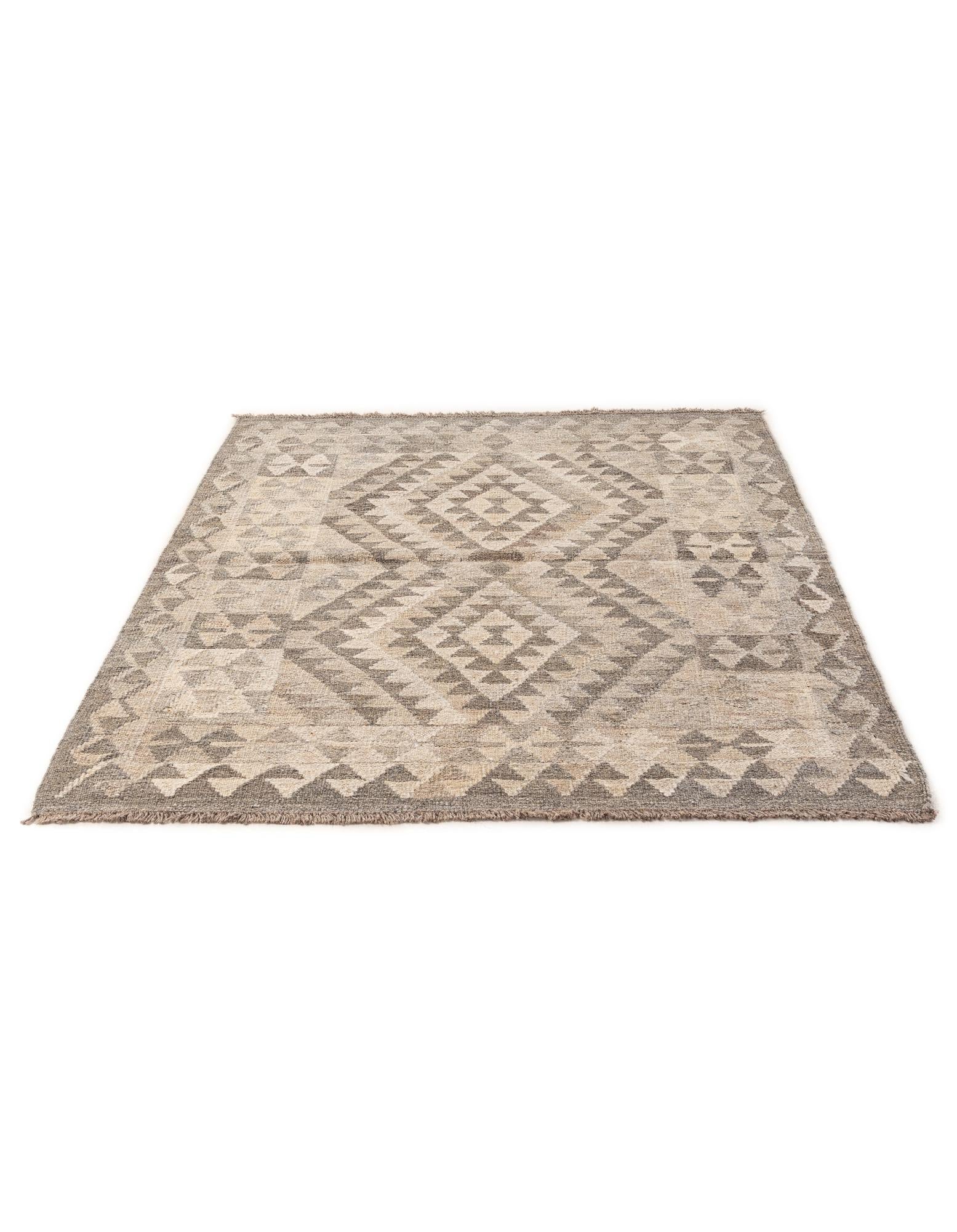 3' 7 x 4' 10 Hand Woven Kilim Maymana Wool Rug