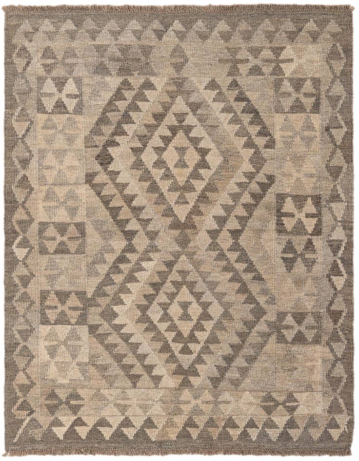 Detail image of 3' 7 x 4' 10 Hand Woven Kilim Maymana Wool Rug