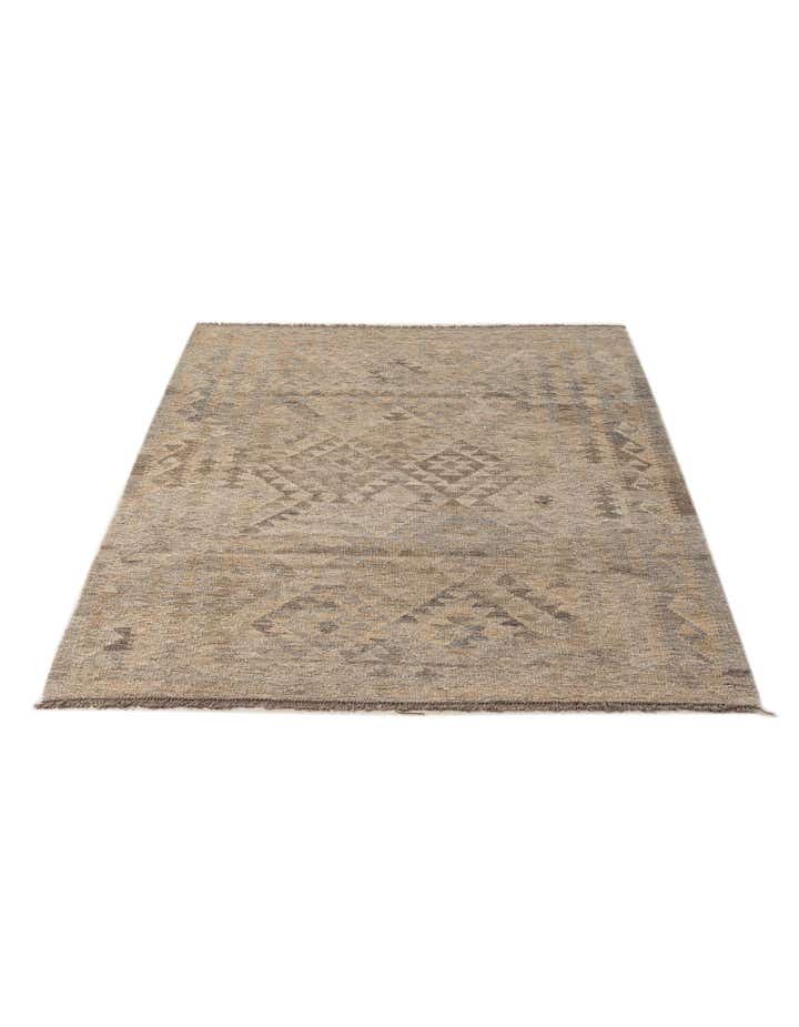 4' x 5' 10 Hand Woven Kilim Maymana Wool Rug