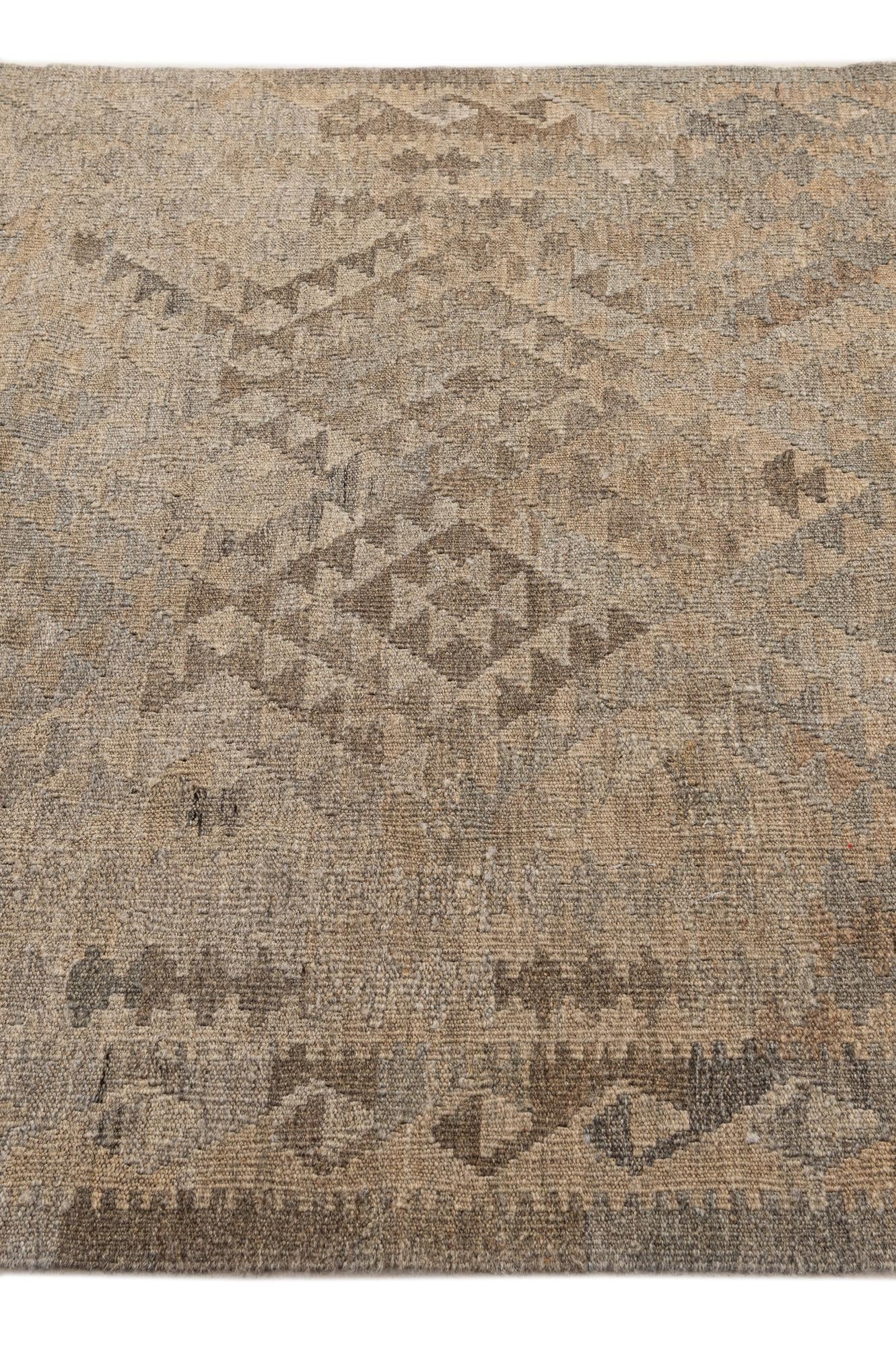 4' x 5' 10 Hand Woven Kilim Maymana Wool Rug